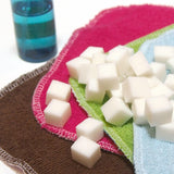 Vegan Cloth wipe solution cubes -soap bits-your choice of scent & dyed/undyed cubes - natural, vegan, phthlatate, detergent free - 2 ounces
