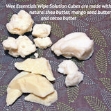 Cloth wipe solution cubes - your choice of scent and dyed/undyed soap bits - natural, vegan, phthlatate and detergent free - 5 ounces