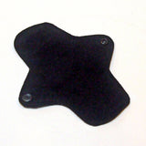7 inch Reusable Cloth winged ULTRATHIN Pantyliner - Solid Black Cotton flannel top