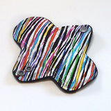 LIGHT Flow - Reusable Cloth Menstrual pad - 6 inch -bamboo core - Black Windpro - quilter's cotton top - Rainbow Celebration