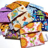 Cloth Menstrual Pad Wrapper - waterproof PUL lining and quilter's cotton outer - 4.5 x 4.5 inches - Green Batik
