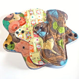 MADE TO ORDER - Reusable Cloth Menstrual pads- set of three 9 inch pads - choose your fabric and absorbency