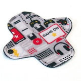 6" Reusable Cloth winged ULTRATHIN Pantyliner - Game On - Cotton flannel top