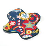 LIGHT Flow - Reusable Cloth Menstrual pad - 6 inch -bamboo core - Black Windpro - quilter's cotton top - Rodeo