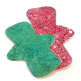 Starter Set of Reusable Cloth Menstrual Pads - Heavy White Fleece Water Barrier - Quilter's Cotton Top - Batiks