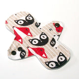 MODERATE flow Reusable Cloth Menstrual pad - 7 inch - bamboo - hidden PUL with white back - cotton flannel top - Woodland Creatures