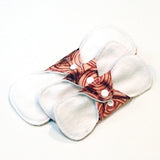 Starter Set of Reusable Cloth Menstrual Pads - Heavy White Fleece Water Barrier - Quilter's Cotton Top - Burnt Umber Batiks
