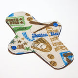 Reusable Cloth winged ULTRATHIN Pantyliner - 8 Inch in "Baseball" - Cotton Flannel top