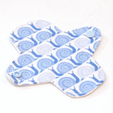 ORGANIC Reusable Cloth winged ULTRATHIN Pantyliner - 6 Inch Organic Cotton flannel top - Blue Snails