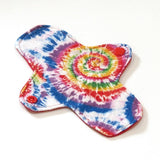 7 inch Reusable Cloth winged ULTRATHIN Pantyliner - Cotton flannel top - Rainbow Tie Dye