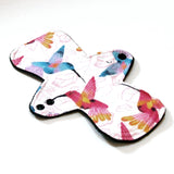 Reusable Cloth Menstrual pad - 9 inch - LIGHT flow - Windpro - cotton flannel top in Hummingbirds