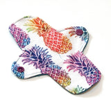 7 inch Reusable Cloth winged ULTRATHIN Pantyliner - Cotton flannel top - Rainbow Pineapples