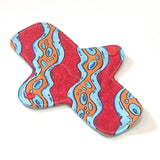 Reusable Cloth winged ULTRATHIN Pantyliner - 8 Inch in "Red Lava Flow" - Quilter's Cotton top, flannel core