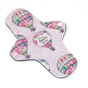 8 inch Reusable Cloth winged ULTRATHIN Pantyliner -Dream Balloons Quilter's Cotton Top