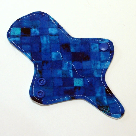 ULTRATHIN Reusable Cloth Pad 7 inch Adjustable Thong liner - Watercolor Blue - Cotton flannel top