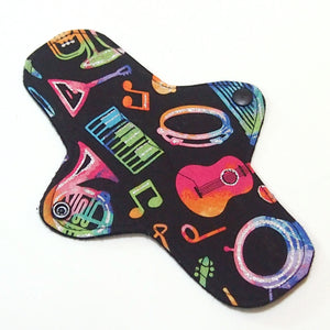 8 inch Reusable Cloth winged ULTRATHIN Pantyliner - Rainbow Music Quilter's Cotton