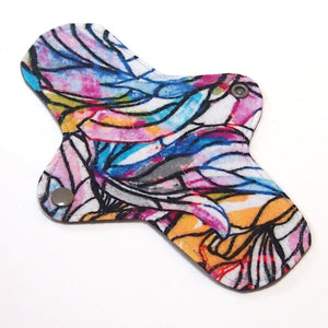 8 inch Reusable Cloth winged ULTRATHIN Pantyliner - Stained Glass Cotton Flannel
