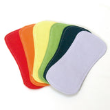 5.5" Contoured Wingless Ultrathin Pantyliners - set of 6 - rainbow solid cotton flannel