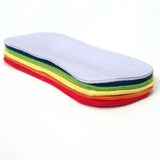 5.5" Contoured Wingless Ultrathin Pantyliners - set of 6 - rainbow solid cotton flannel