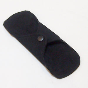 Reusable Cloth winged ULTRATHIN Pantyliner - Solid Black Cotton flannel top