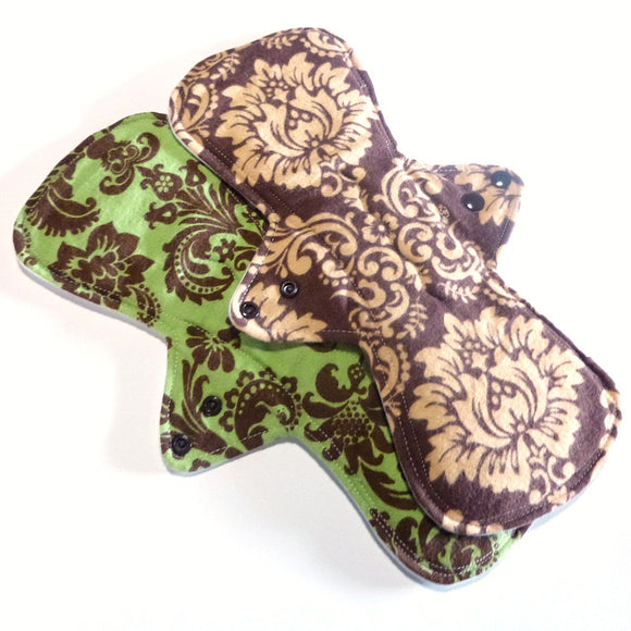 MADE TO ORDER - Reusable Cloth Menstrual pads- set of two 13 inch pads - choose your fabric and absorbency