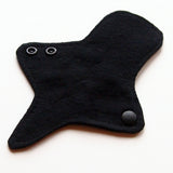 ULTRATHIN Reusable Cloth Pad 7 inch Adjustable Thong liner - Solid Black - Cotton flannel top
